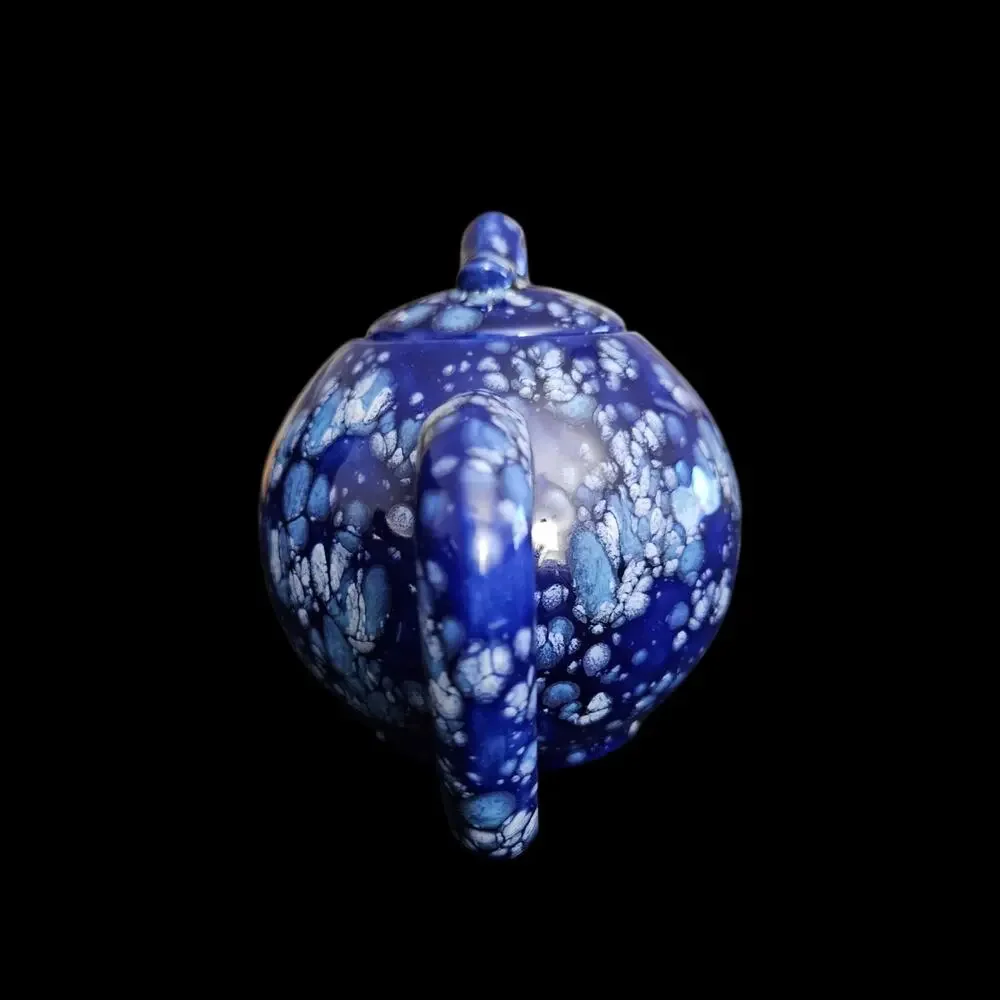 Vintage Studio Art Pottery Teapot Cobalt Blue Crystalline Glaze Handmade